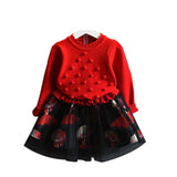 Little Princess World Girl Knitted Splice Long Sleeved Dress