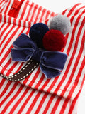 Little Princess World Cute Striped Bowknot  Dress