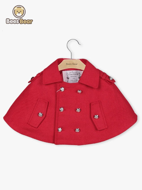 Little Princess World Girls Red Double-Breasted Short Cape