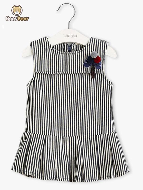 Little Princess World Cute Striped Bowknot  Dress