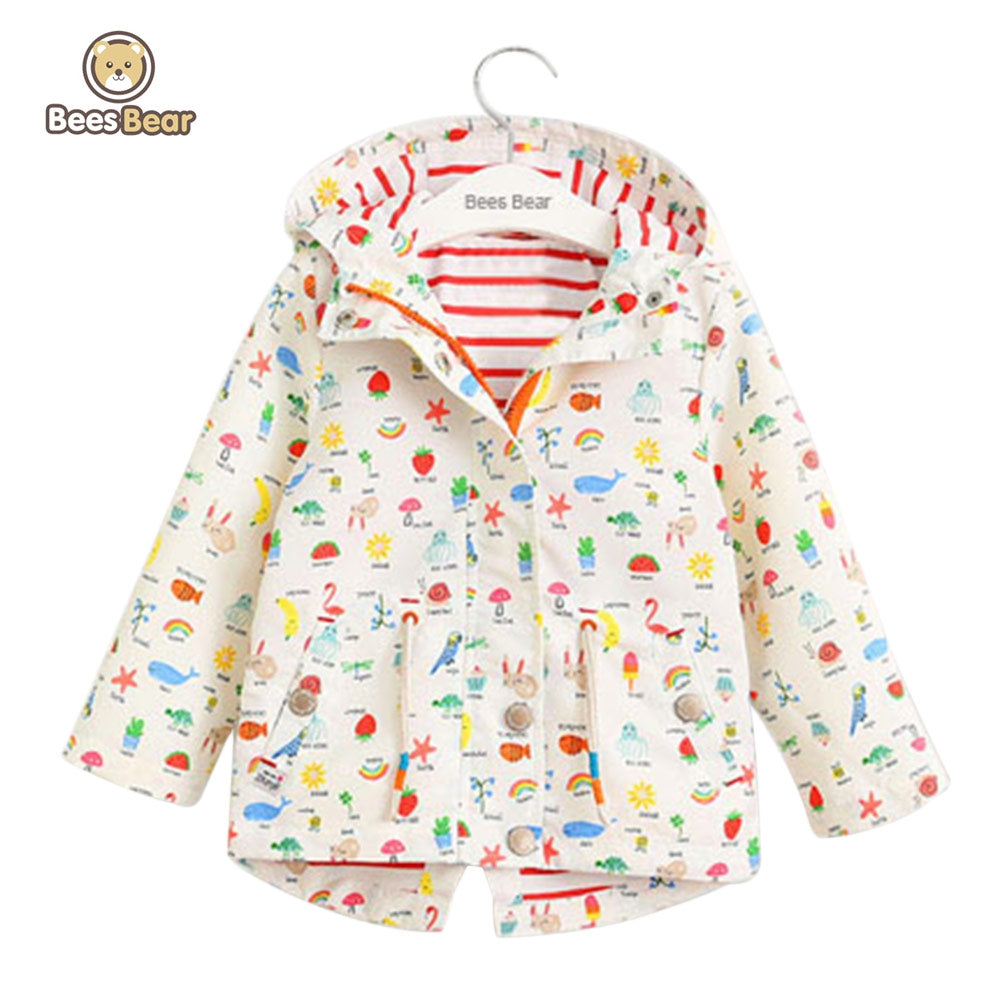 Little Princess World Girls Hooded Cartoon Fruit Print Jacket