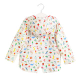 Little Princess World Girls Hooded Cartoon Fruit Print Jacket