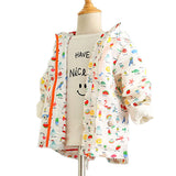 Little Princess World Girls Hooded Cartoon Fruit Print Jacket