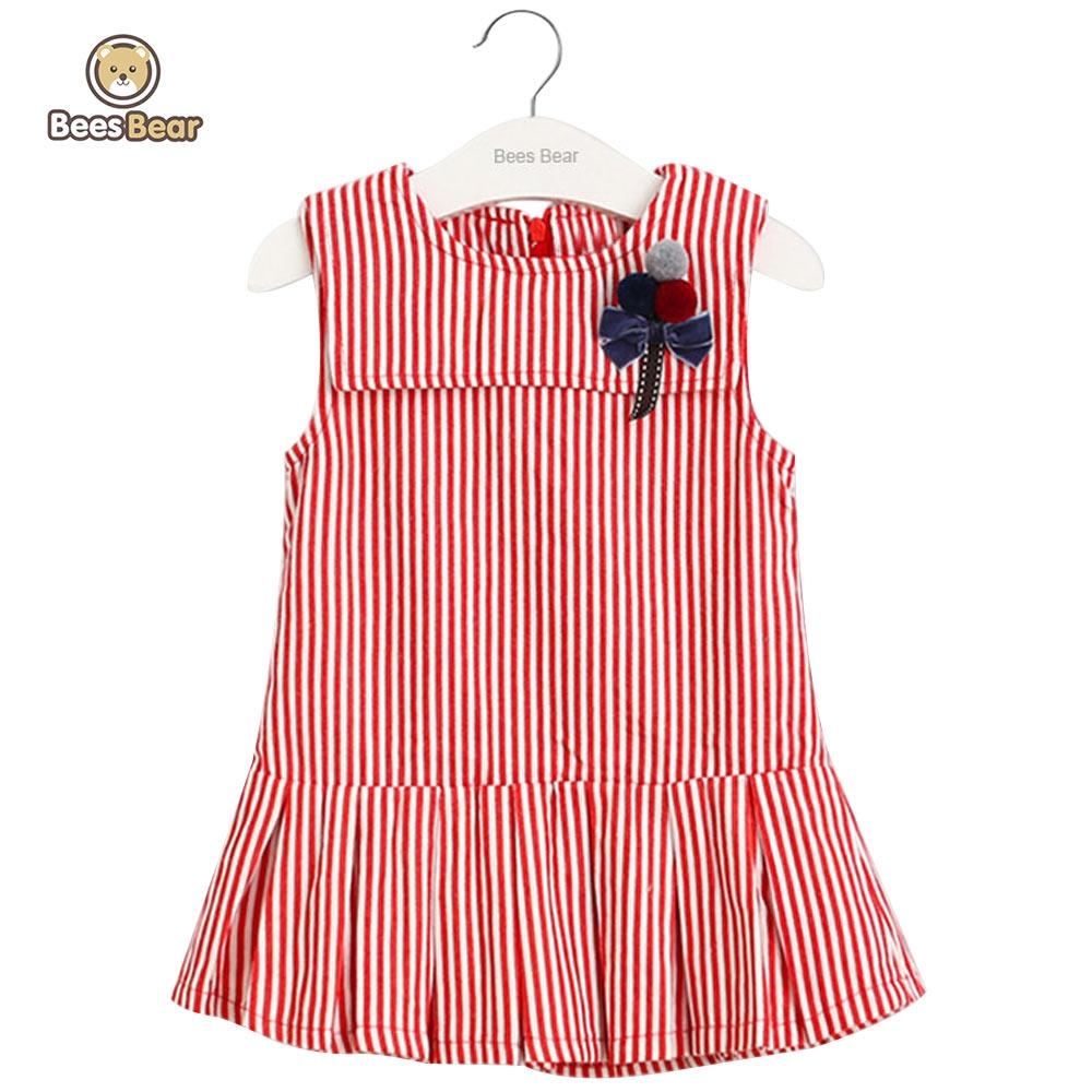 Little Princess World Cute Striped Bowknot  Dress