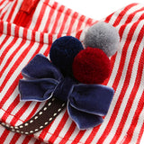 Little Princess World Cute Striped Bowknot  Dress