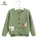 Little Princess World Girls Long Sleeve Rabbit Embroidered High Low Cardigan