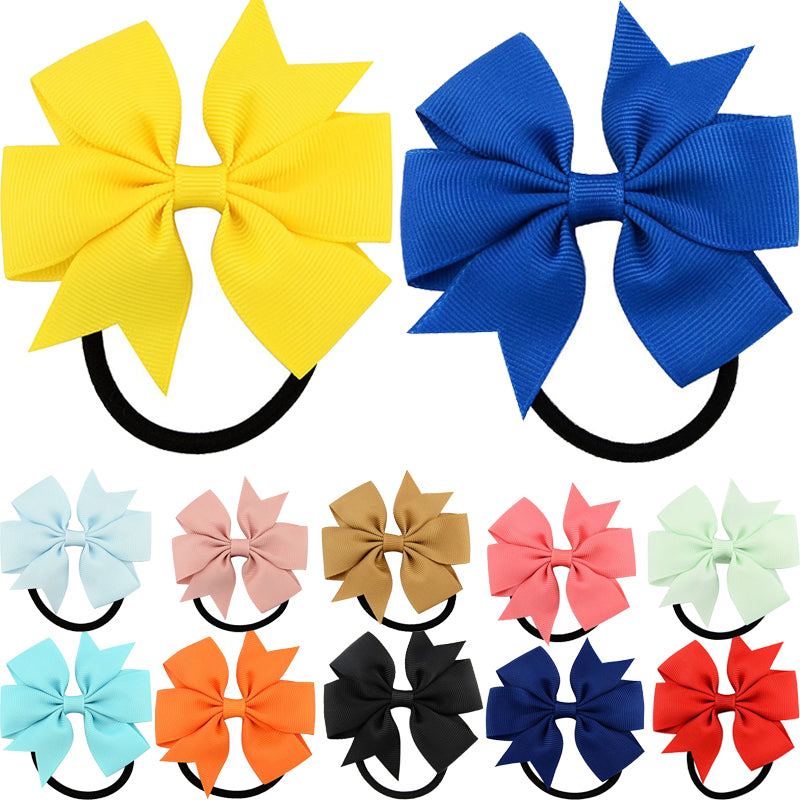 Little Princess World Fashion 1pc Colorful Ribbon Bow Elastic Hair Bands 20 Colors Cute Rope Hair Accessories Gift