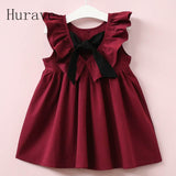 Little Princess World Hurave Summer 2018 New Casual Style Fashion Fly Sleeve Girls Bow Dress Girl Clothing For Children Cute Dresses