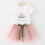 Little Princess World Butterfly Letter T-shirt and Floral Voile Dress