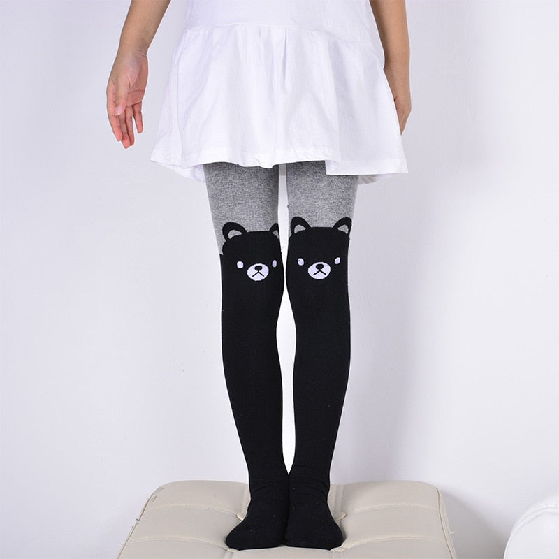 Little Princess World DreamShining Cartoon Cat Patchwork  Tights