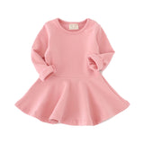 Little Princess World Girls Dress princess Autumn Kids Dresses for Baby Girls clothes Long Petal Sleevel solid Children Clothing 1-4Y