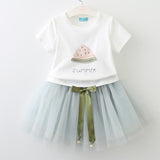 Little Princess World Butterfly Letter T-shirt and Floral Voile Dress