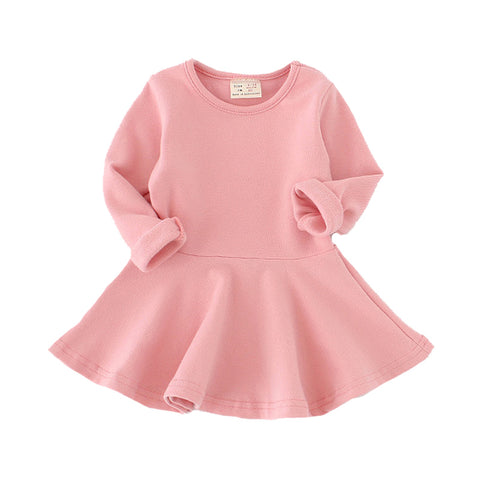 Little Princess World Girls Dress princess Autumn Kids Dresses for Baby Girls clothes Long Petal Sleevel solid Children Clothing 1-4Y