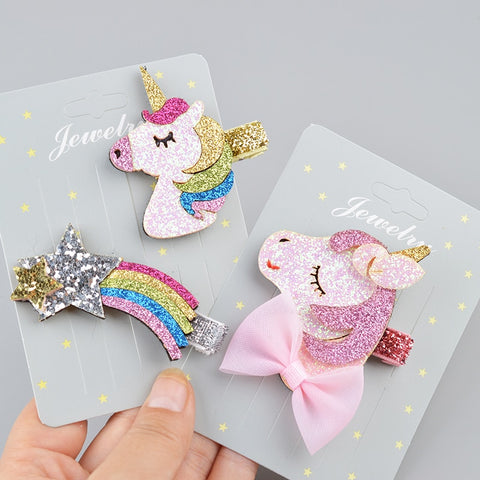 Little Princess World Gilter Unicorn/Star Hair Clips for Girls Fashion Kids Hairpins Barrettes Cartoon Hairgrip Hair Accessories Drop Shipping 43