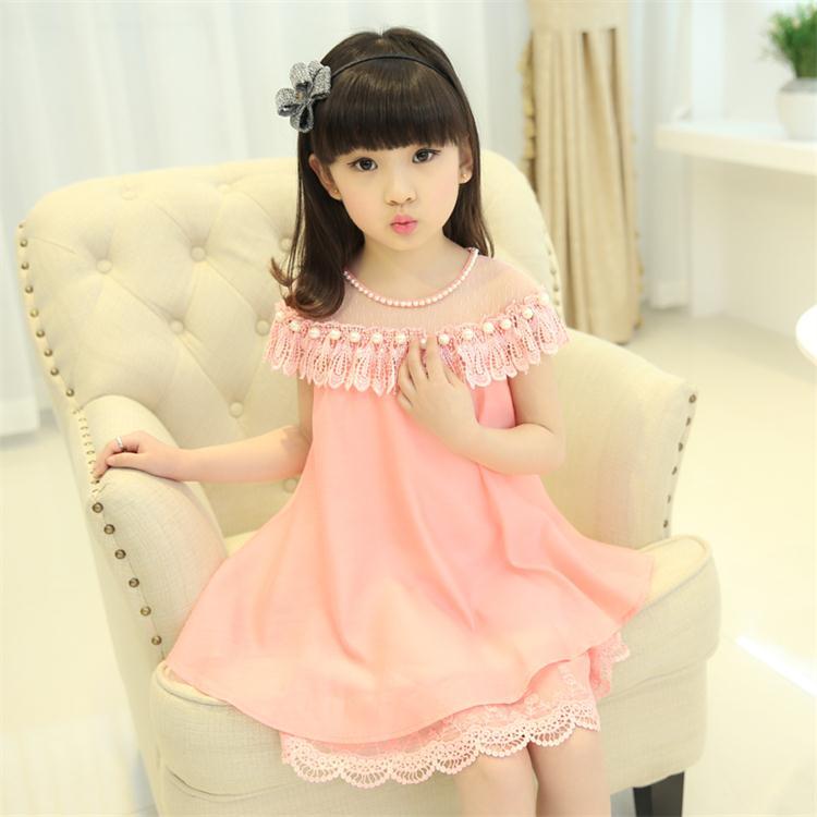 Little Princess World Chiffon Party Prom Pearl Dress