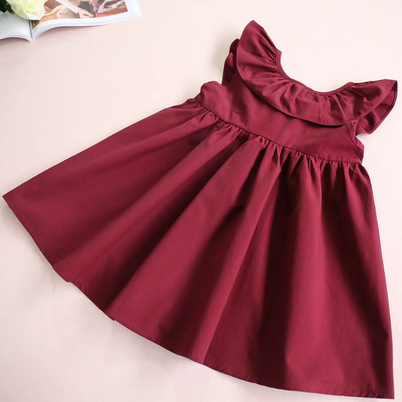 Little Princess World Hurave Summer 2018 New Casual Style Fashion Fly Sleeve Girls Bow Dress Girl Clothing For Children Cute Dresses