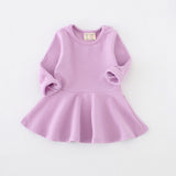 Little Princess World Girls Dress princess Autumn Kids Dresses for Baby Girls clothes Long Petal Sleevel solid Children Clothing 1-4Y