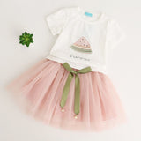 Little Princess World Butterfly Letter T-shirt and Floral Voile Dress